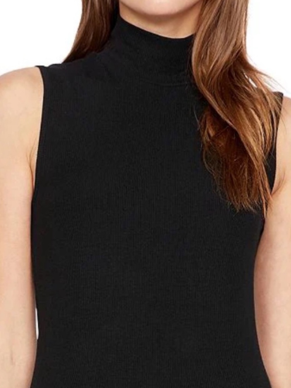 Sleeveless Mock Neck Tunic Top in Black